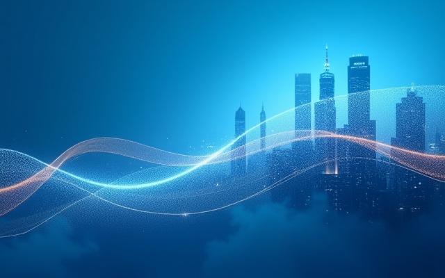 日本のビジネス風景の抽象画と成長を示す線